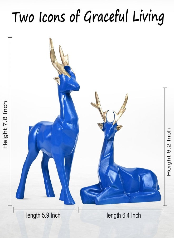 HindCraft Gift Items for Women, Blue Deer Resin Showpieces Set of 2 - Exquisite Hiran Statues for Home, Office, Ideal for House Warming Gifts and Christmas Décor, Nature-Inspired Room Decor Aesthetic - Image 3